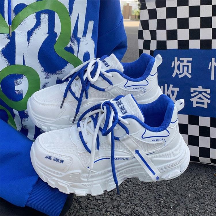 老爹鞋女ins潮克萊因藍運動鞋女2023新款秋季正韓時尚休閒跑步鞋-細節圖7