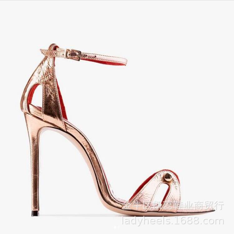 高跟鞋 跨境時裝涼鞋 尖頭紅色綁帶超外貿走秀鞋sandals women-細節圖4