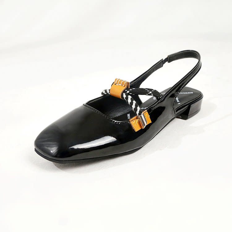 2023新款方頭涼鞋女夏包頭單鞋瑪麗珍萌妹子復古低跟鞋-細節圖8