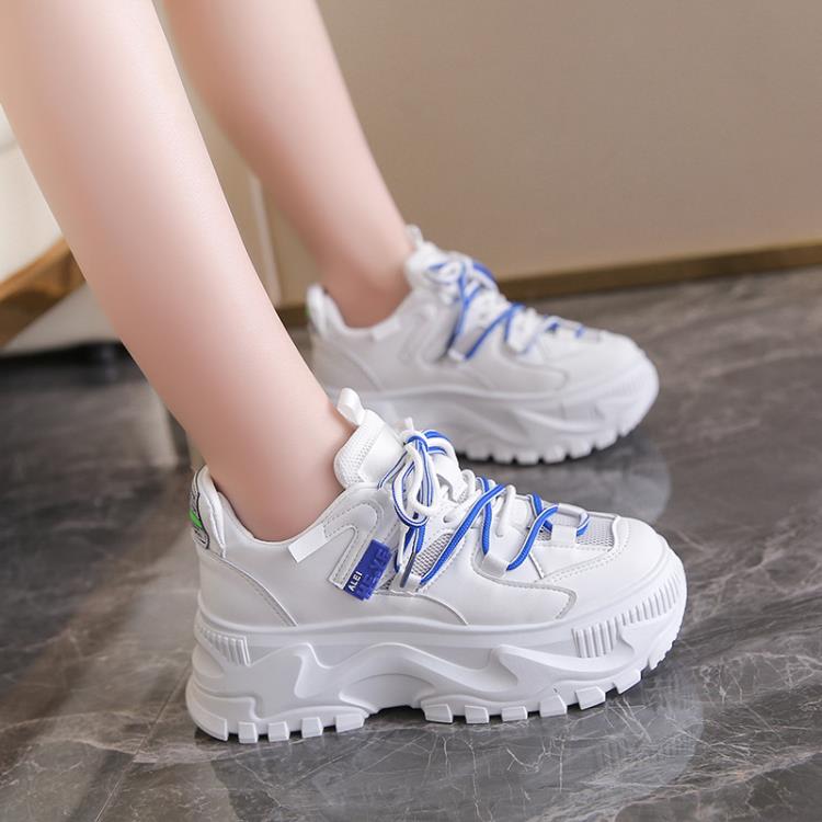 厚底鞋 老爹鞋女2023年春夏新款正韓時尚增高透氣休閒運動鞋子女-細節圖2