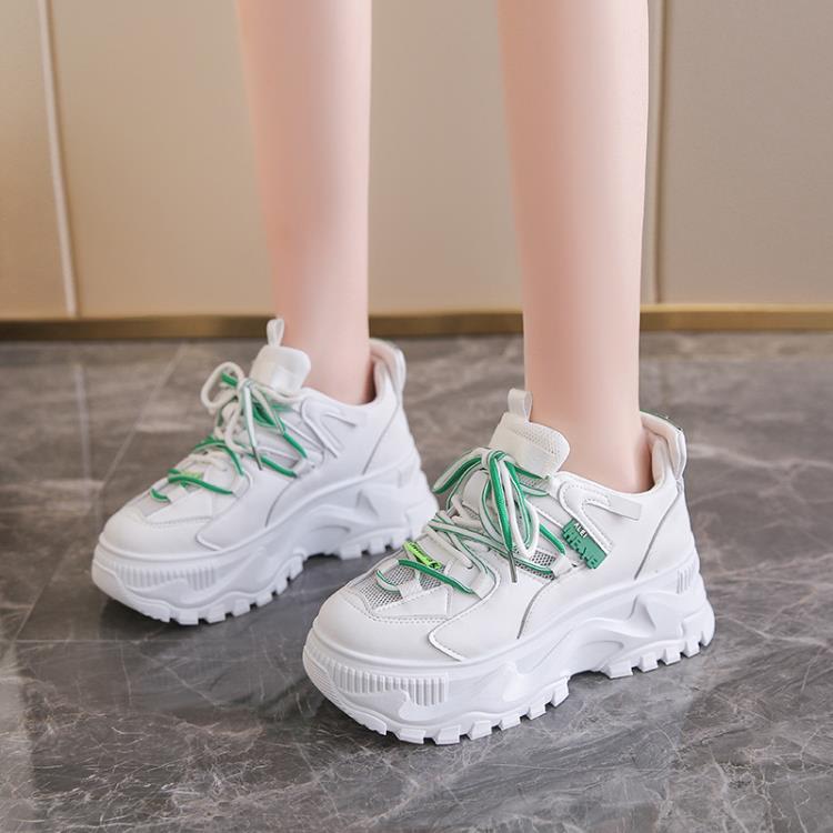 厚底鞋 老爹鞋女2023年春夏新款正韓時尚增高透氣休閒運動鞋子女-細節圖4