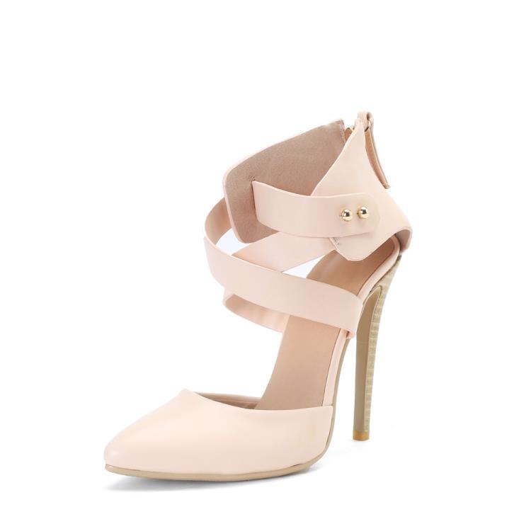 高跟鞋 專供春夏季尖頭細跟超超大碼羅馬涼鞋歐美簡約女鞋-細節圖4