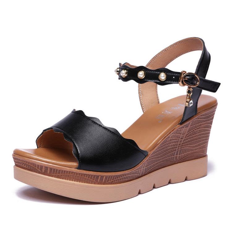 2023夏防水臺松糕厚底坡跟涼鞋女露趾防滑高跟大碼40-43涼鞋-細節圖5