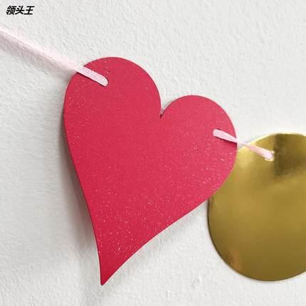 甜妞節慶♥台灣現貨♥【金色LOVE愛心彩旗】LOVE彩旗 派對彩旗 派對佈置 裝飾掛旗 情人節裝飾 求婚佈置 櫥窗佈置-細節圖2