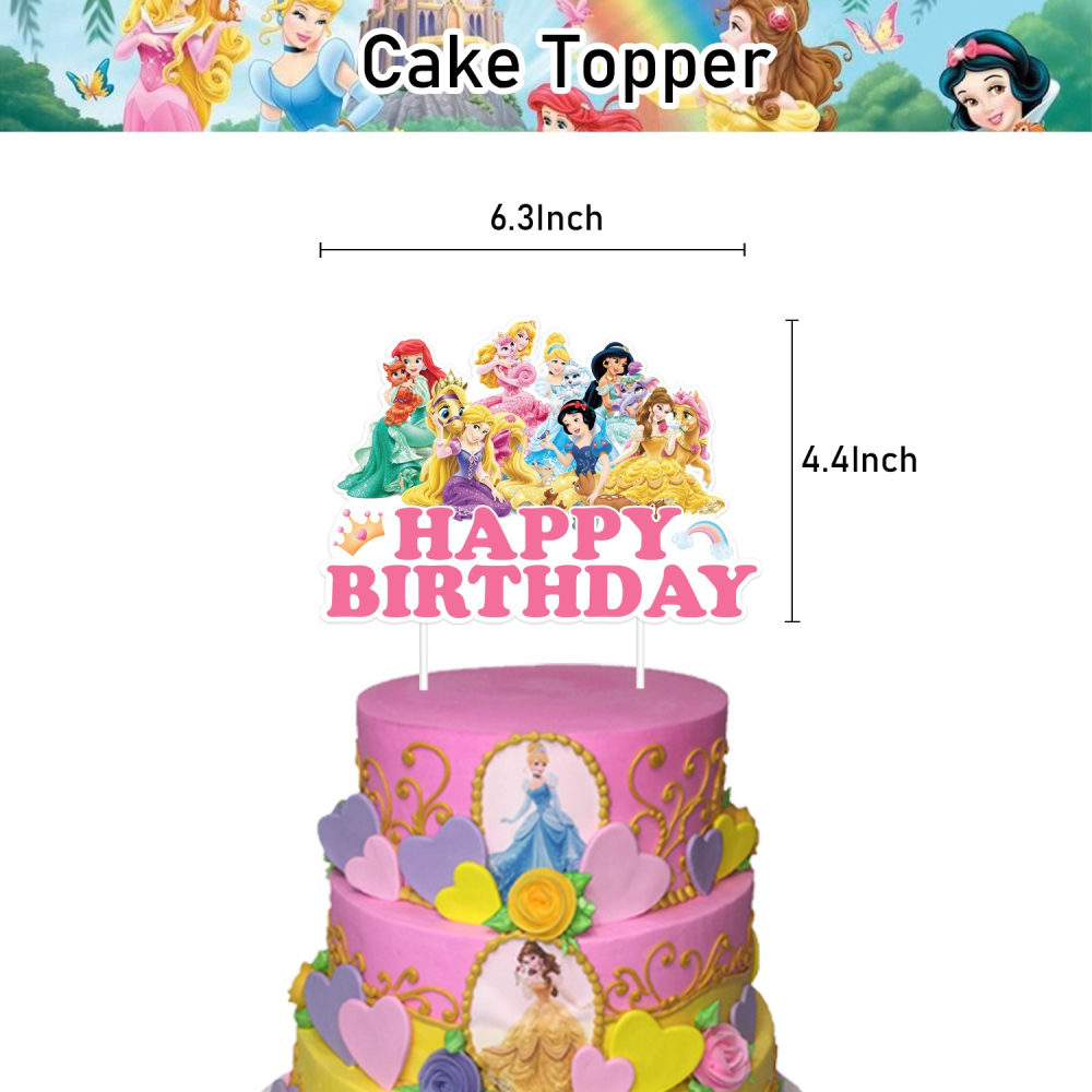 甜妞節慶♥台灣現貨♥【迪士尼公主生日彩旗套組】公主生日派對 生日帽 公主派對眼鏡 公主生日彩旗 生日派對-細節圖3