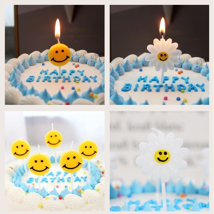 甜妞節慶♥台灣現貨♥【小雛菊蠟燭】小白花蠟燭 笑臉蠟燭 小花蠟燭 生日蠟燭 寶寶周歲蠟燭 微笑蠟燭 蛋糕裝飾 韓版蠟燭-細節圖3