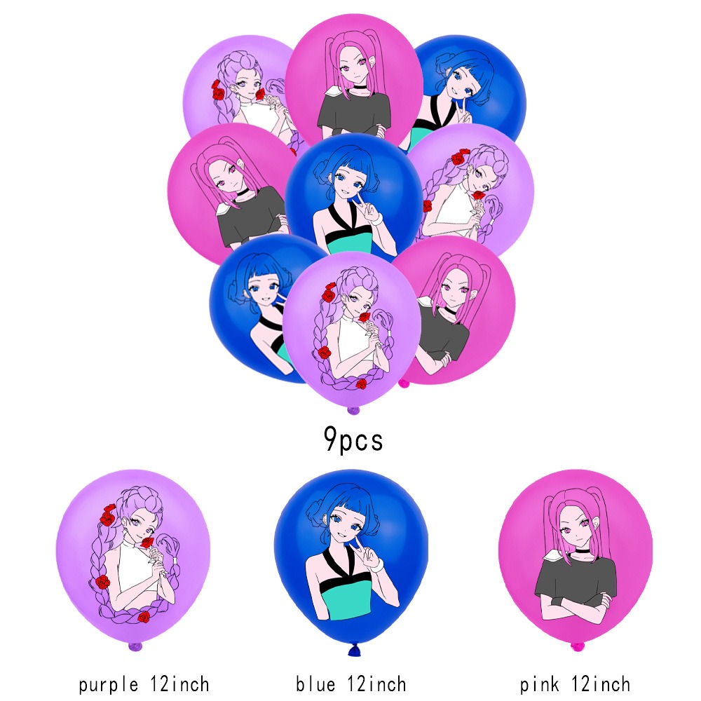 甜妞節慶♥台灣現貨♥【獵魔女團生日旗套組】蛋糕插旗 獵魔女團造型氣球 乳膠氣球 魯米 佐伊 米拉 主題氣球 抓鬼隊-細節圖2