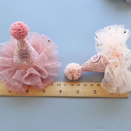 甜妞節慶♥台灣現貨♥【亮片星紗派對小帽夾】派對帽髮夾 派對帽 生日帽 寶寶周歲 生日派對 派對小物-細節圖4