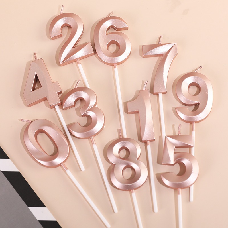 甜妞節慶♥台灣現貨♥【金屬數字蠟燭0～9】金色數字蠟燭 香檳金數字蠟燭 生日蠟燭 寶寶周歲蠟燭 造型蠟燭 生日蛋糕裝飾-細節圖2