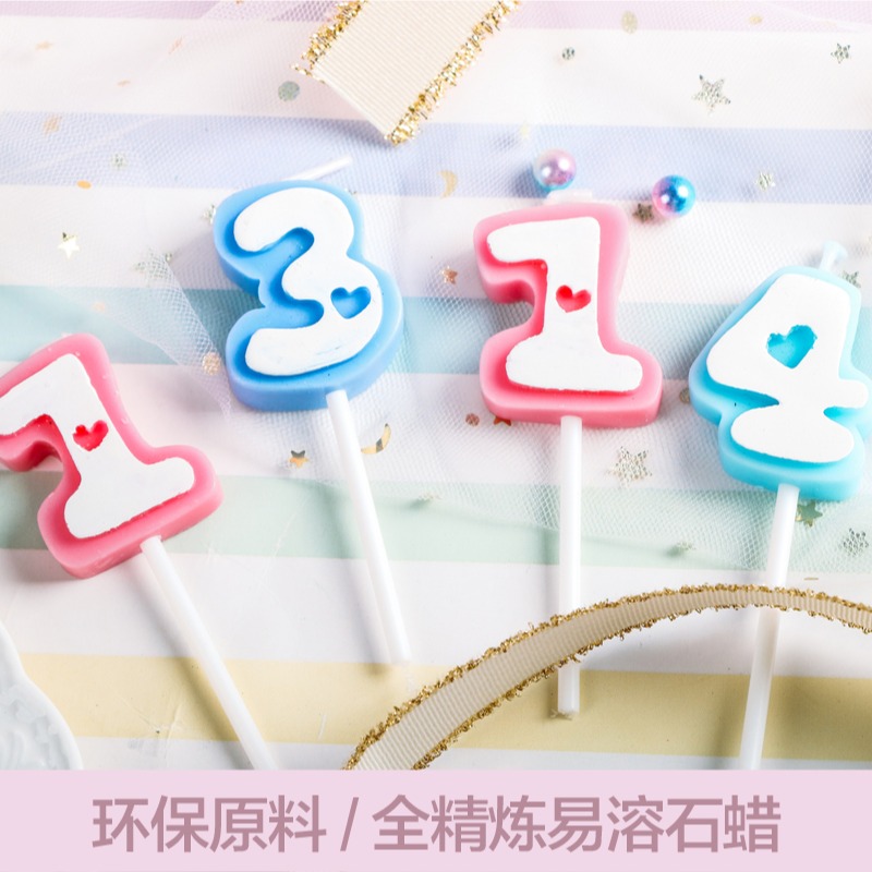 甜妞節慶♥台灣現貨♥【馬卡龍彩色數字蠟燭0～9】愛心數字蠟燭 生日蠟燭 寶寶周歲蠟燭 造型蠟燭 生日派對 蛋糕裝飾-細節圖2