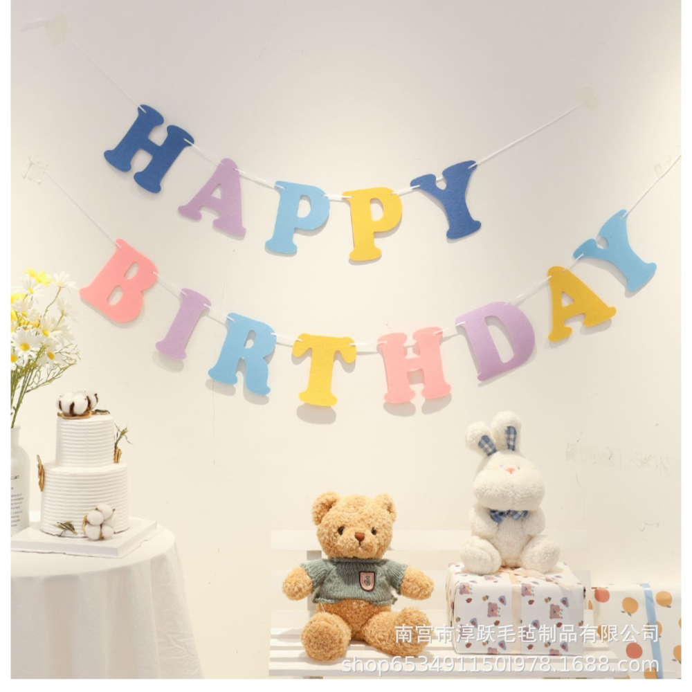 甜妞節慶♥台灣現貨♥【繽紛馬卡龍生日彩旗】不織布生日掛旗 派對彩旗 生日派對 派對佈置 裝飾彩旗 鬍子先生 寶寶周歲-細節圖6