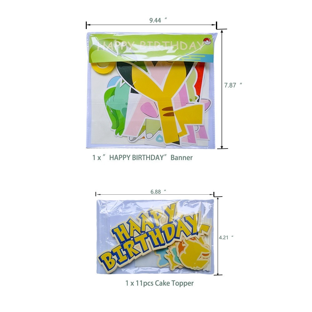 甜妞節慶♥台灣現貨♥【寶可夢生日彩旗】生日彩旗 皮卡丘蛋糕插旗 派對旗 寶寶周歲 生日派對 派對佈置 裝飾彩旗-細節圖4