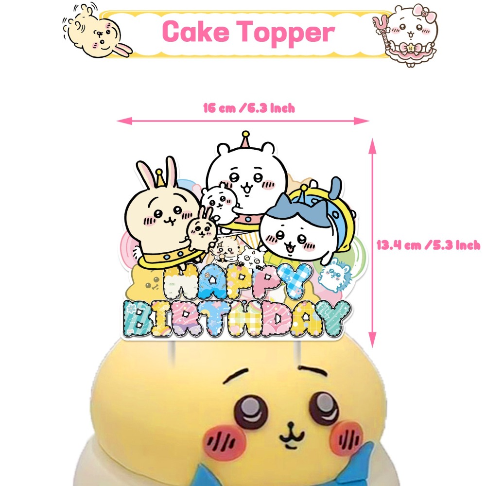 甜妞節慶♥台灣現貨♥【吉伊卡哇生日彩旗套組】吉伊卡哇 小八 烏薩奇 背景布 生日帽 蛋糕插旗 卡通生日旗 派對裝飾旗-細節圖2