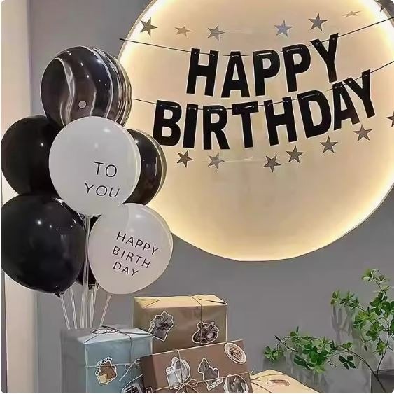 甜妞節慶♥台灣現貨♥【黑色生日彩旗】ins風 雷射銀生日字母彩旗 生日掛旗  歐美派對 派對彩旗 派對佈置-細節圖4