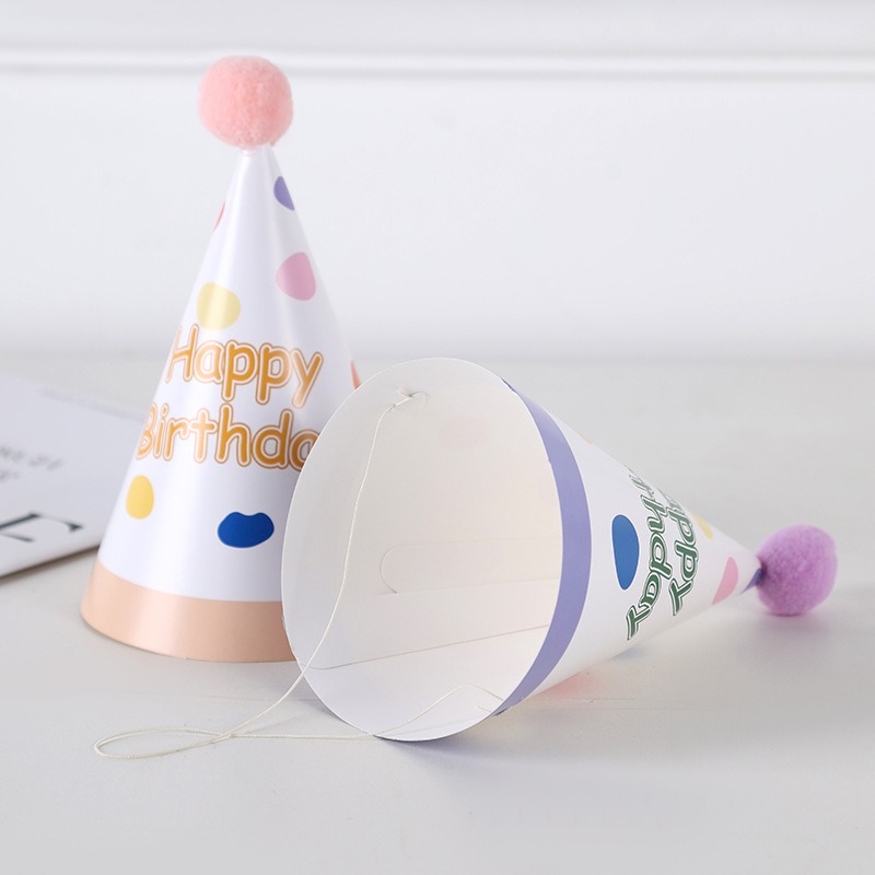 甜妞節慶♥台灣現貨♥【馬卡龍生日帽6入】DIY慶生帽 派對帽 毛球生日帽 生日派對 寶寶周歲  派對小物 派對道具-細節圖2