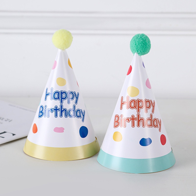 甜妞節慶♥台灣現貨♥【馬卡龍生日帽6入】DIY慶生帽 派對帽 毛球生日帽 生日派對 寶寶周歲  派對小物 派對道具-細節圖3