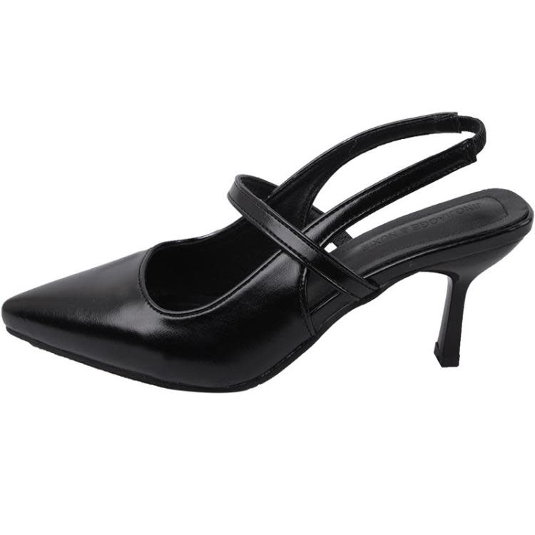 黑色法式細跟小香風尖頭高跟鞋女2023新款夏季百搭網紅仙女風涼鞋-細節圖5