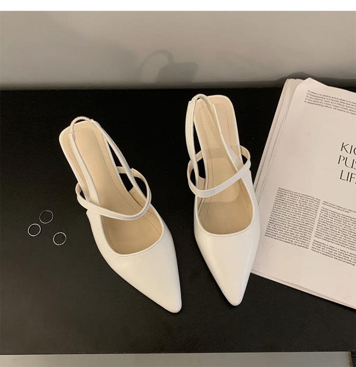 黑色法式細跟小香風尖頭高跟鞋女2023新款夏季百搭網紅仙女風涼鞋-細節圖8