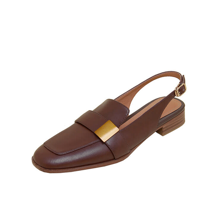 樂福鞋 頭層牛皮網紅穆勒鞋淺口粗中跟單鞋包頭后空涼鞋女鞋-細節圖5