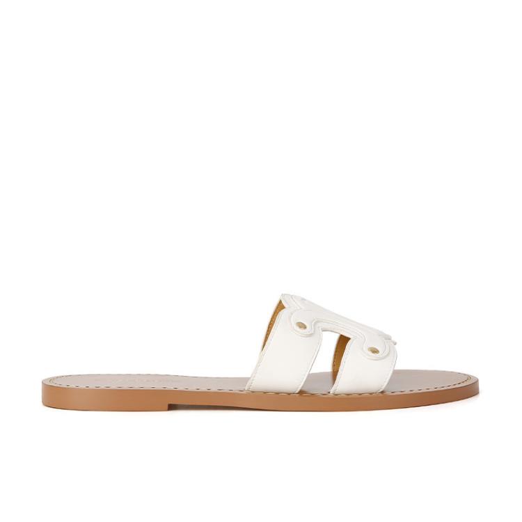 涼鞋 牛皮版~凱旋門平底拖鞋女外穿夏季2023年新款沙灘度假一字涼拖鞋-細節圖5