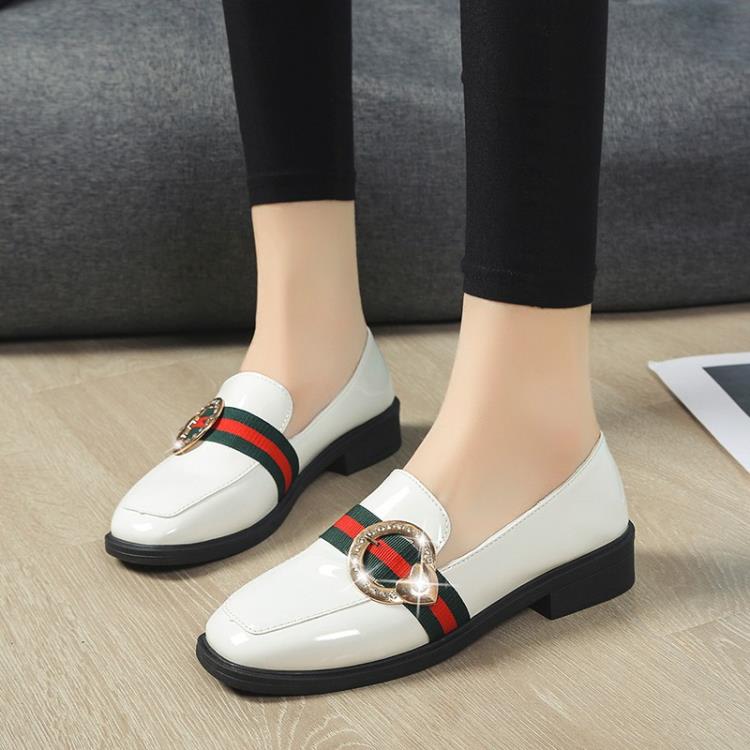 淺口小皮鞋常年款時尚低跟女式學生套腳單鞋亮皮一腳蹬樂福鞋-細節圖3