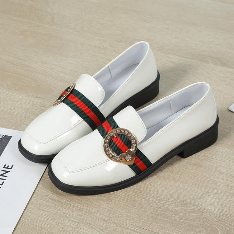 淺口小皮鞋常年款時尚低跟女式學生套腳單鞋亮皮一腳蹬樂福鞋-細節圖5