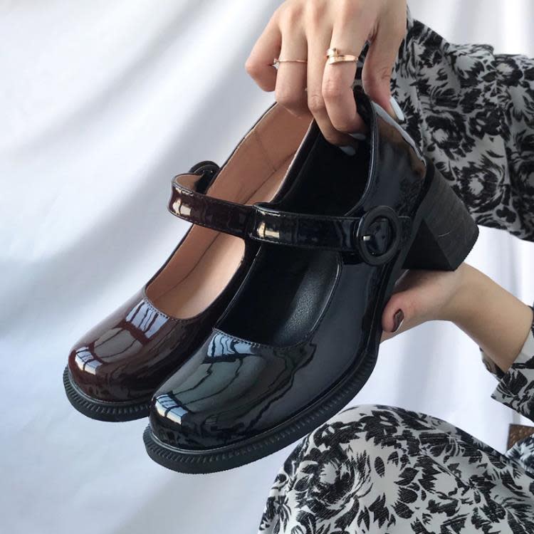 中跟鞋 2023春季新款復古設計感大頭瑪麗珍鞋女單鞋網紅學院風小皮鞋-細節圖2