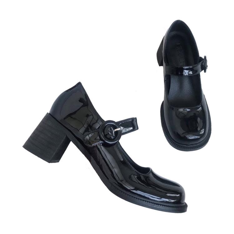 中跟鞋 2023春季新款復古設計感大頭瑪麗珍鞋女單鞋網紅學院風小皮鞋-細節圖5