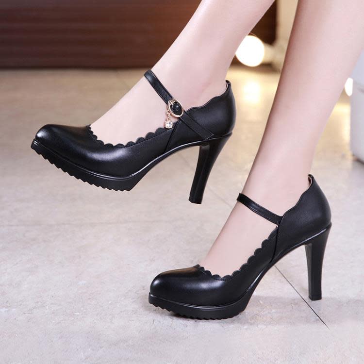 2023一字扣帶女鞋防水臺單鞋面試職業工作鞋旗袍走秀演出高跟鞋女-細節圖2