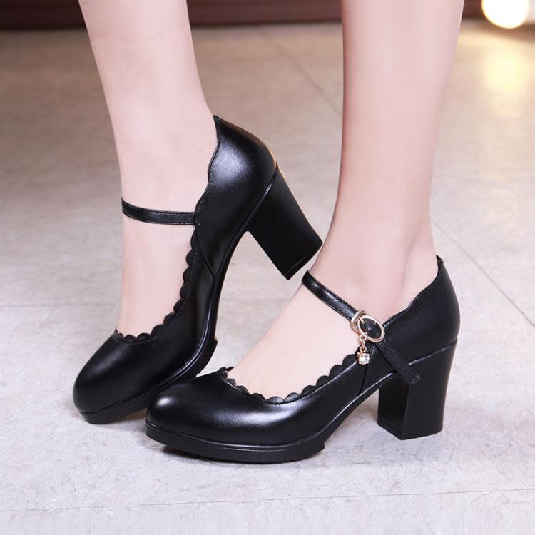2023一字扣帶女鞋防水臺單鞋面試職業工作鞋旗袍走秀演出高跟鞋女-細節圖6