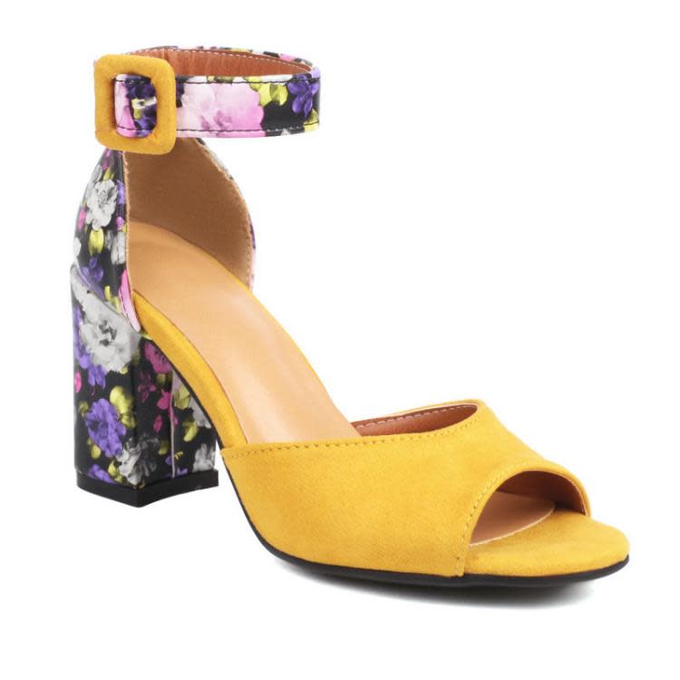 魚嘴涼鞋夏季露趾印花底粗跟超高跟一字扣帶女單鞋沙灘涼鞋-細節圖6