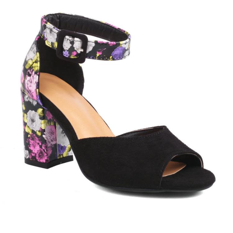 魚嘴涼鞋夏季露趾印花底粗跟超高跟一字扣帶女單鞋沙灘涼鞋-細節圖7