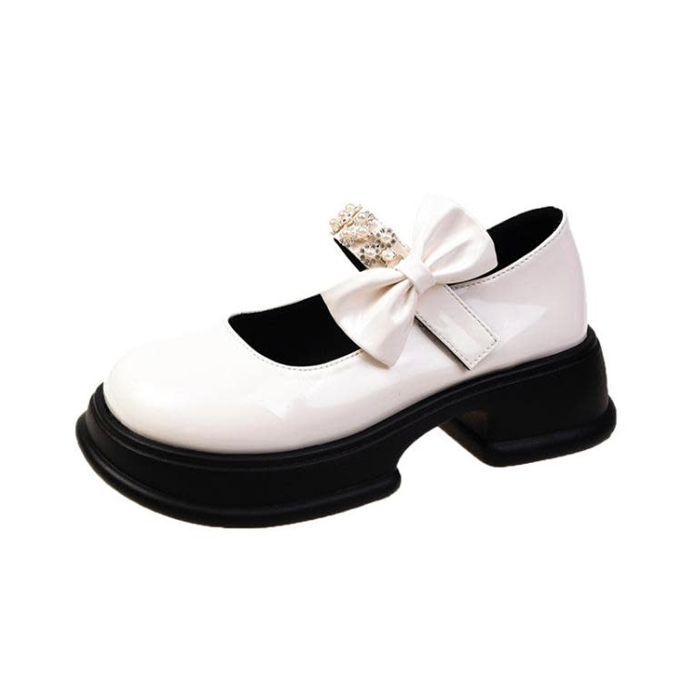 2023秋季新款瑪麗珍日系女鞋串珠蝴蝶結魔術貼厚底單鞋女休閒鞋女-細節圖6