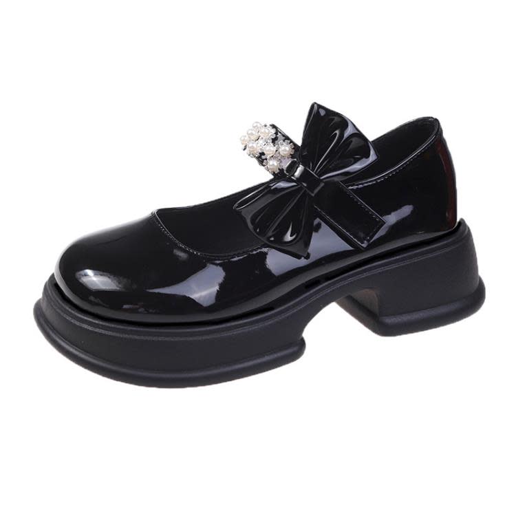 2023秋季新款瑪麗珍日系女鞋串珠蝴蝶結魔術貼厚底單鞋女休閒鞋女-細節圖7