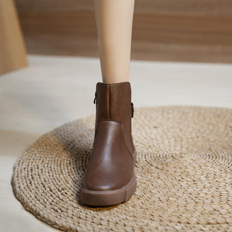 馬丁靴女英倫風2023年秋季新款側拉鍊厚底大碼短靴女靴代髮-細節圖3