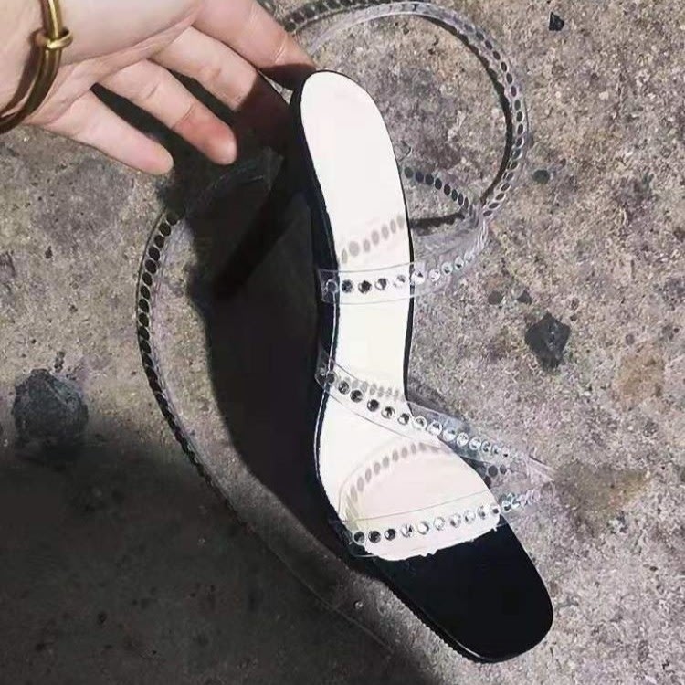 高跟鞋 heels細跟涼鞋女2023夏季新款大碼43歐美女式魚嘴水鉆鞋-細節圖6