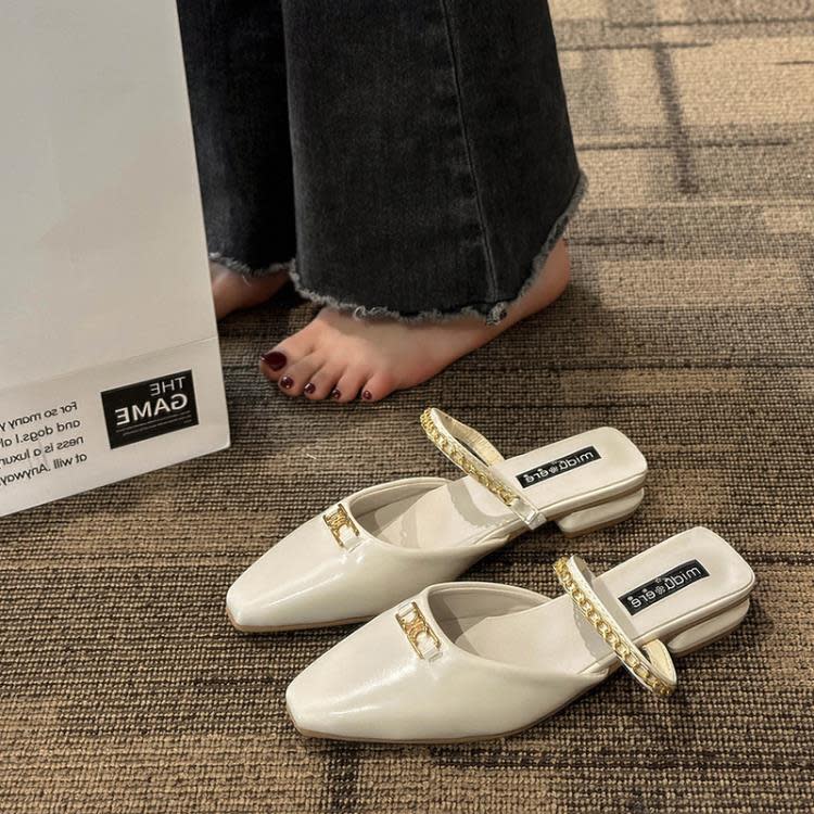 涼鞋 法式小香風半拖涼單鞋仙女鞋子2023年新款夏季外穿高級感包頭涼拖-細節圖2