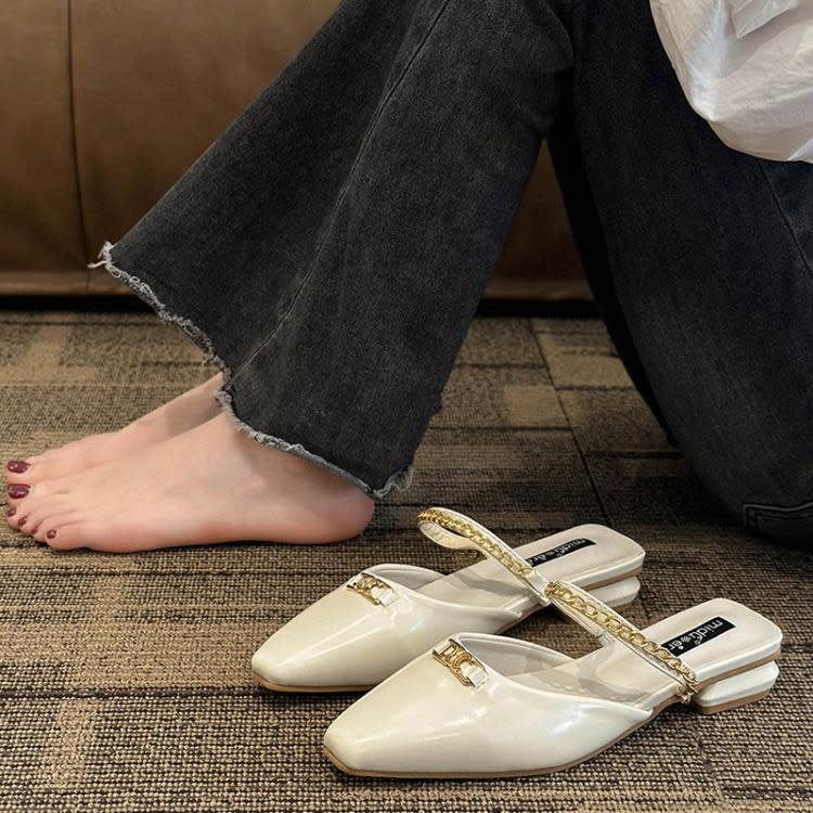 涼鞋 法式小香風半拖涼單鞋仙女鞋子2023年新款夏季外穿高級感包頭涼拖-細節圖3
