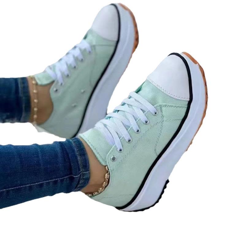 厚底鞋 2023年新款帆布鞋正韓高幫休閒女鞋系帶增高鞋-細節圖5