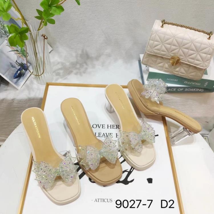 厚底鞋 2023年新款粗跟露趾防水臺透明水晶鞋拖鞋-細節圖3