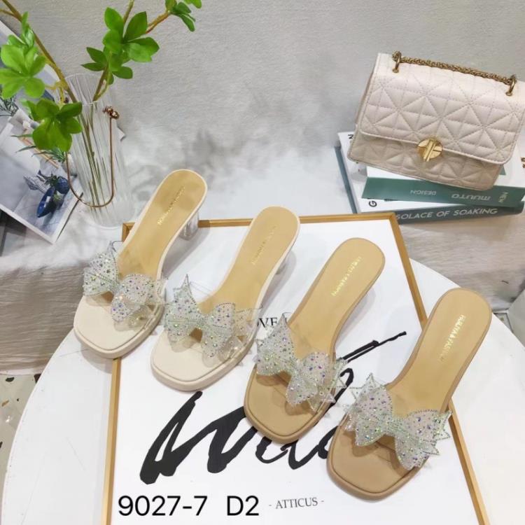 厚底鞋 2023年新款粗跟露趾防水臺透明水晶鞋拖鞋-細節圖4