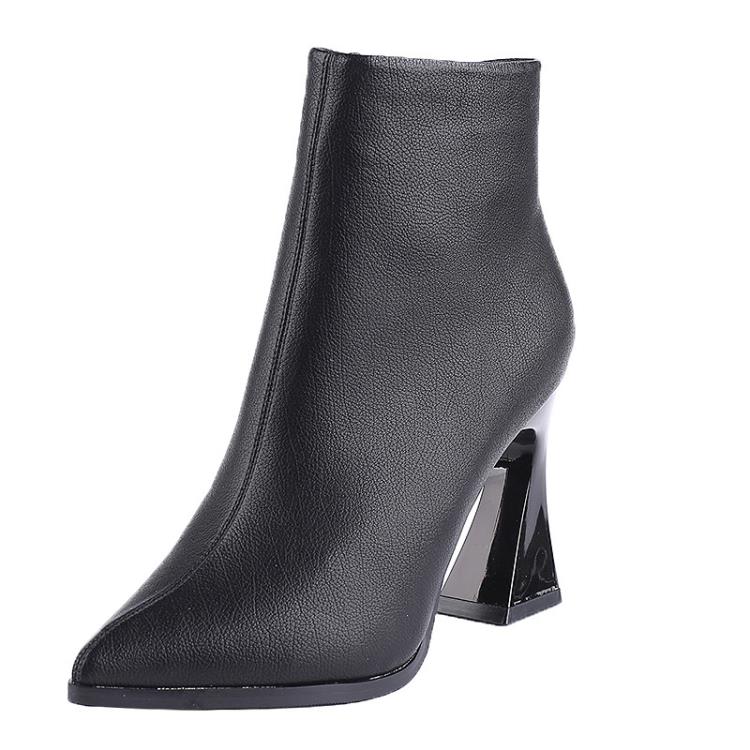 短靴 時尚女英倫風2023年秋冬新款馬丁靴百搭粗跟小皮鞋女士瘦瘦靴-細節圖5