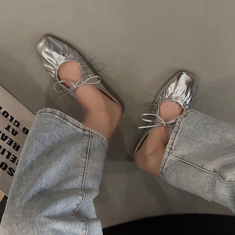 拖鞋 正韓2023年包頭后空拖鞋鞋女時尚蝴蝶結綁鏤空矮跟女鞋包頭百搭款-細節圖3