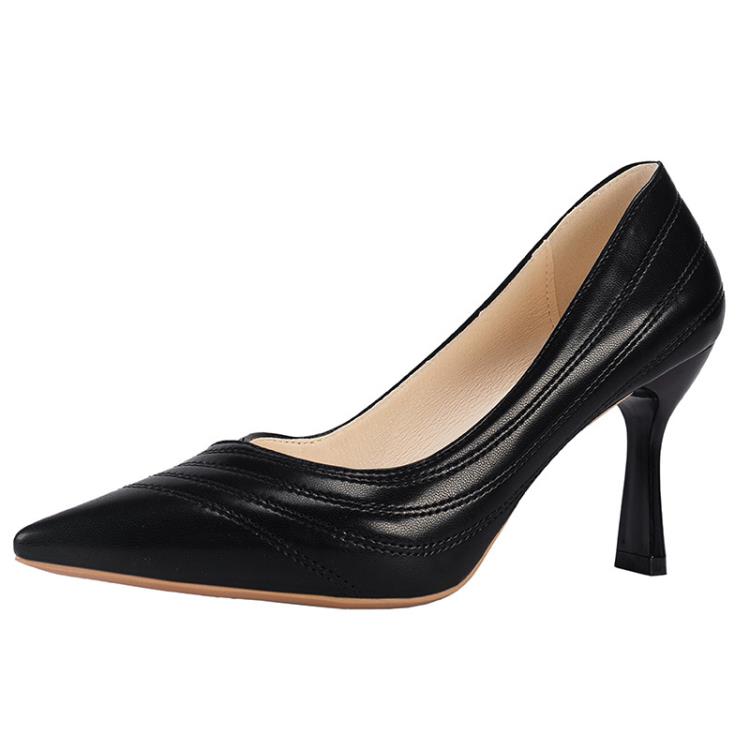 高跟鞋 網紅時裝鞋2023春秋新款女鞋正韓車縫線細跟淑女宴會單鞋-細節圖5