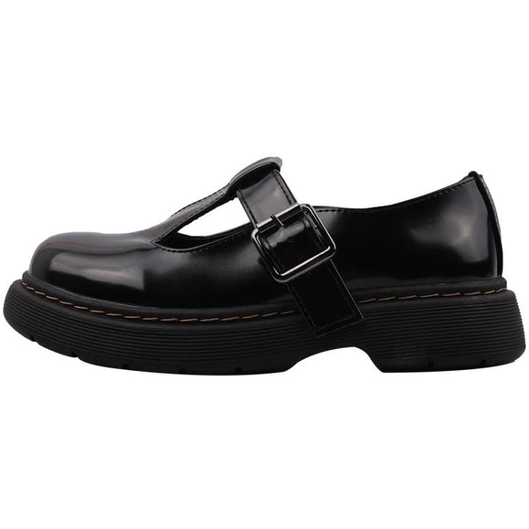 圓頭百搭黑色粗跟英倫風小皮鞋女2023新款春秋復古法式瑪麗珍單鞋-細節圖5