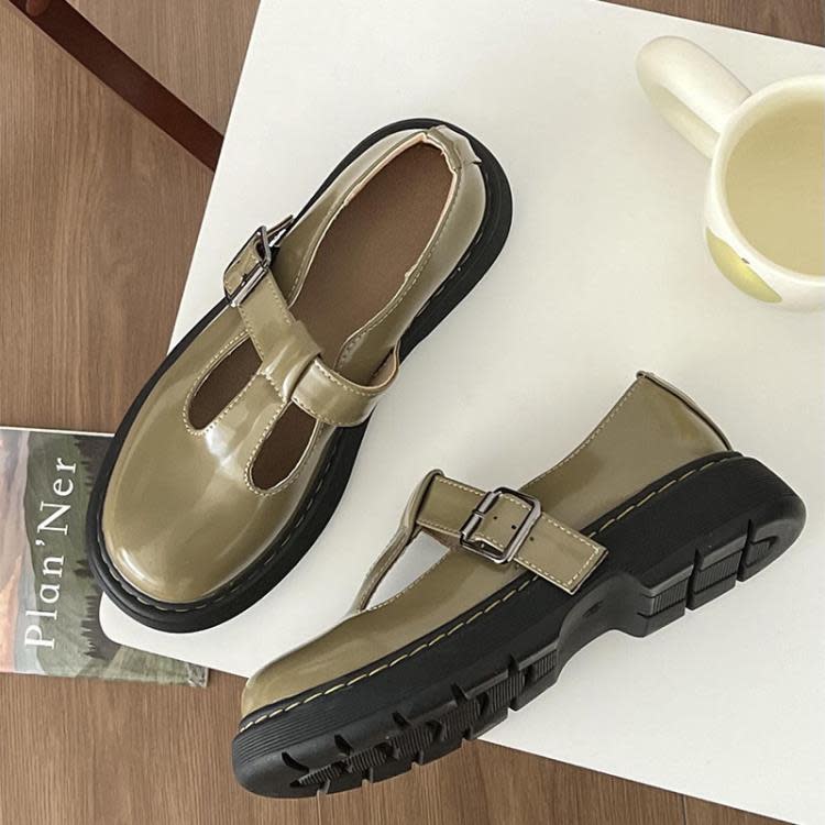 圓頭百搭黑色粗跟英倫風小皮鞋女2023新款春秋復古法式瑪麗珍單鞋-細節圖6