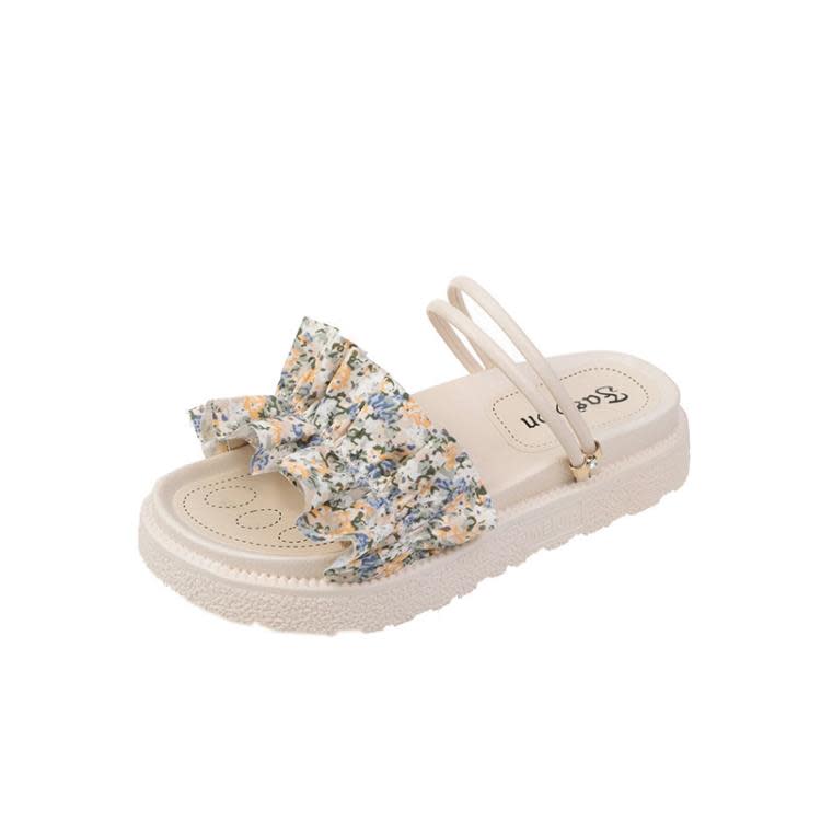 厚底鞋 凉拖鞋網紅女款夏外穿2023新款涼鞋仙女風一字拖沙灘鞋-細節圖8