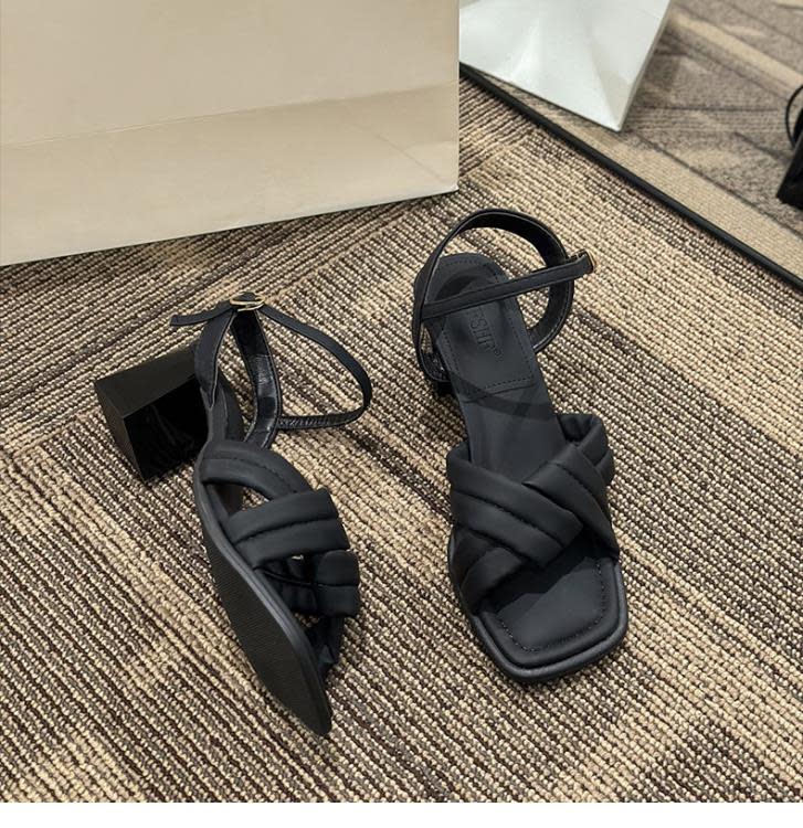 白色百搭仙女風粗跟涼鞋女2023年新款夏季法式高級感沙灘羅馬鞋子-細節圖6