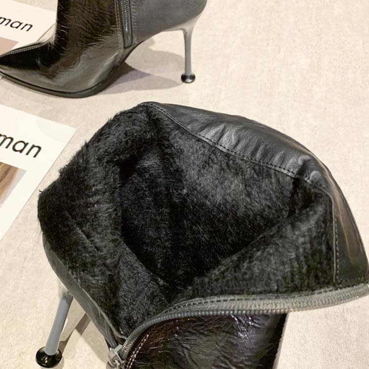 短靴 8086-7（此款售完不補貨）彈力單靴時裝漆皮馬丁靴細跟女靴-細節圖4