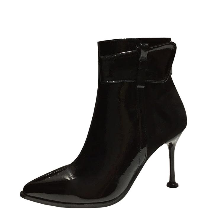 短靴 8086-7（此款售完不補貨）彈力單靴時裝漆皮馬丁靴細跟女靴-細節圖6